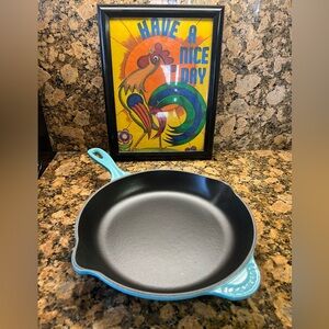 COPY - Le Crueset RARE  made in France nest blue skillet double spout fry pan w…